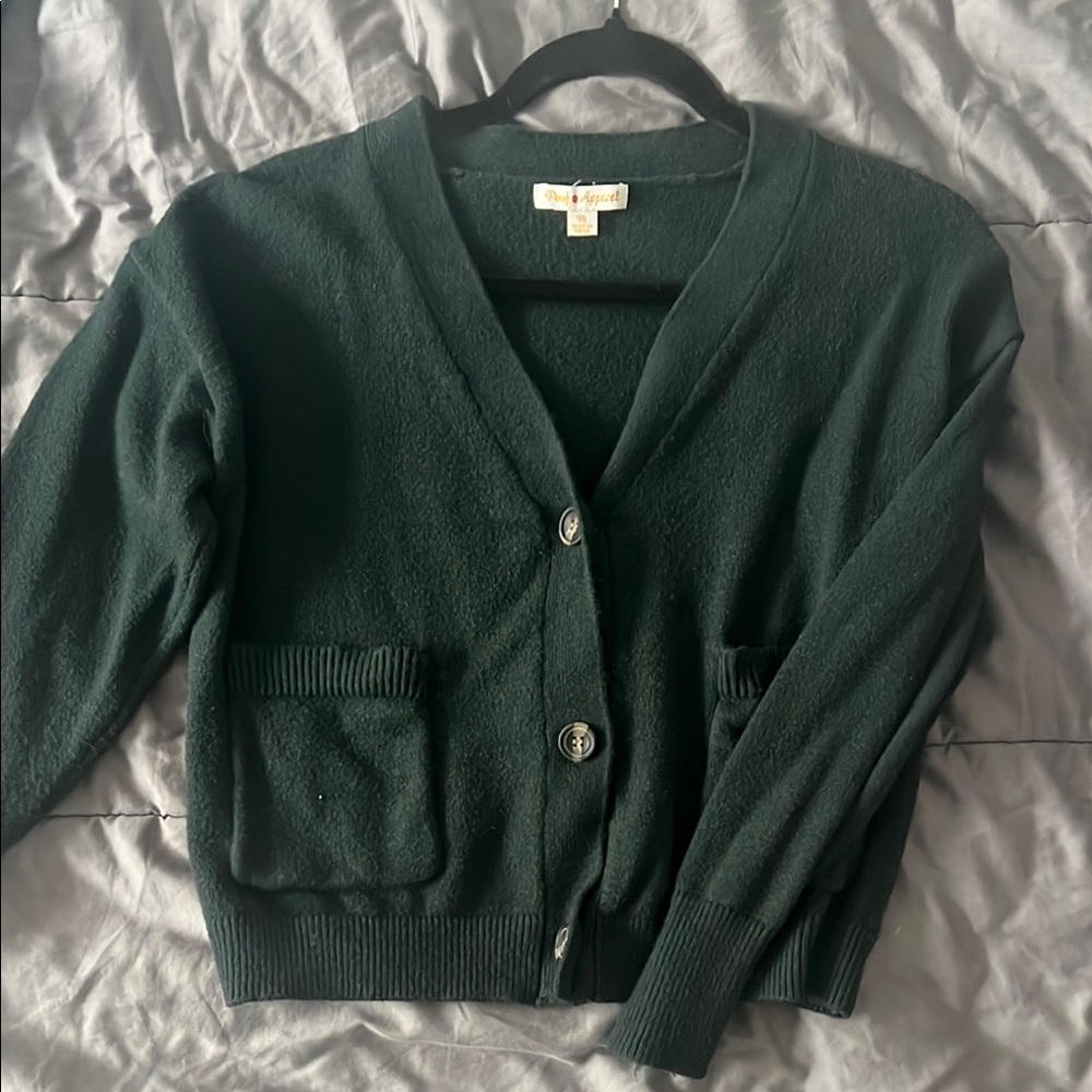 Dark Green Cardigan Sweater